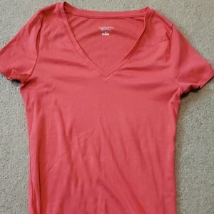 Soft coral v-neck ultimate tee
